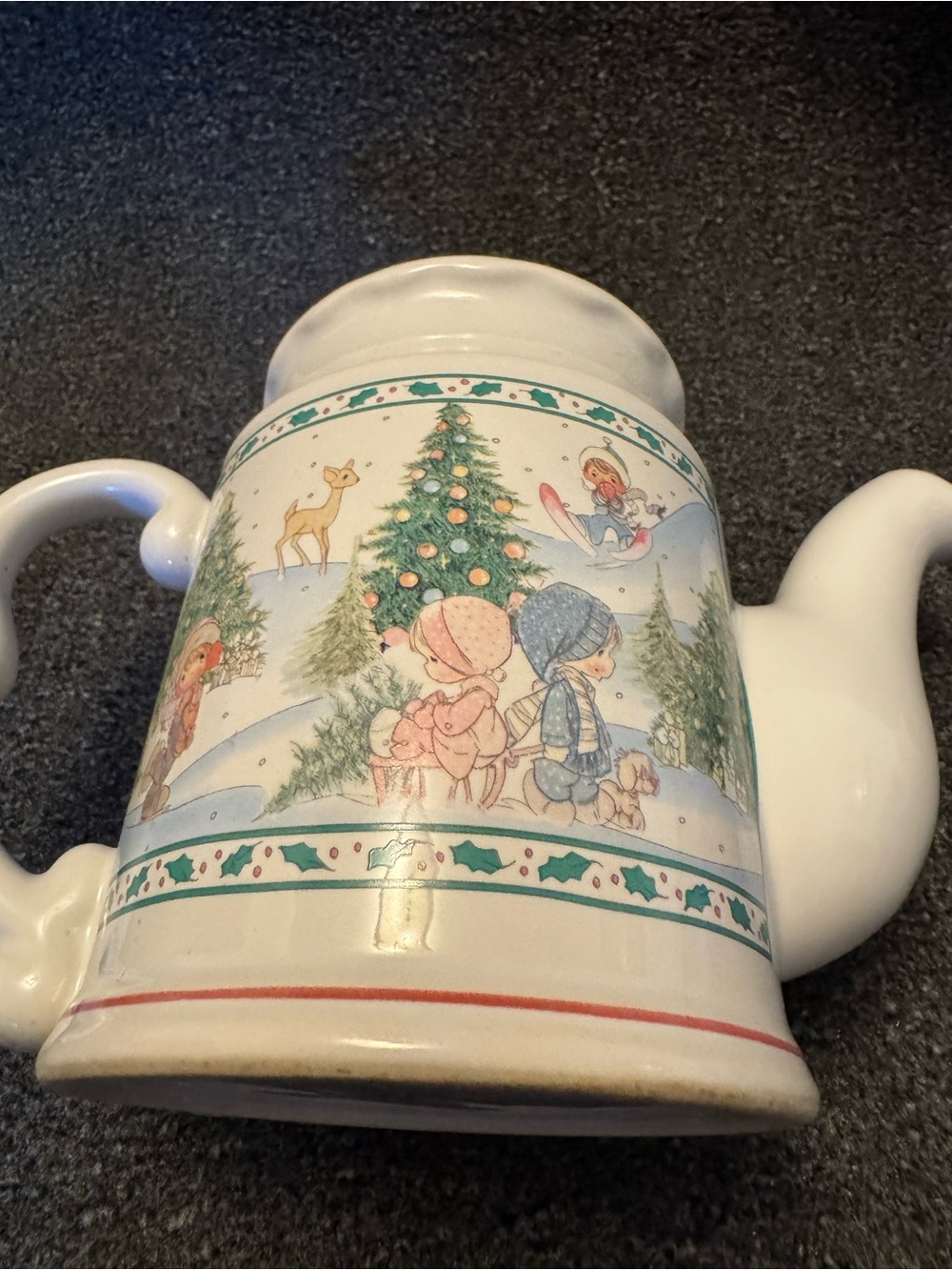 Vintage 1994 Precious Moments Christmas Winter Scene Teapot w/ Lid - Retired - Picture 11 of 13